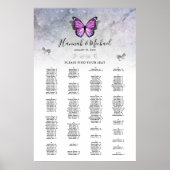 Hochzeitskarten für Silberschmetterlinge und Lila Poster (Vorne)