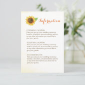 Hochzeitskarten für Sonnenblumen Begleitkarte (Stehend Vorderseite)