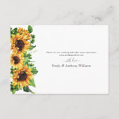 Hochzeitskarten für Sonnenblumen Begleitkarte (Rückseite)