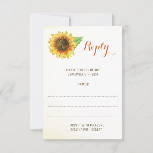 Hochzeitskarten für Sonnenblumen RSVP Karte (Vorderseite)