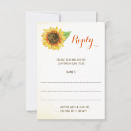 Hochzeitskarten für Sonnenblumen RSVP Karte