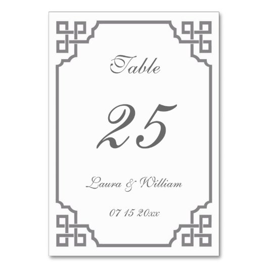 Hochzeitskarten für Tischnummer | grau Vintag (Vorderseite)