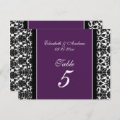 Hochzeitskarten für Tischnummer Plum Damask (Vorne/Hinten)