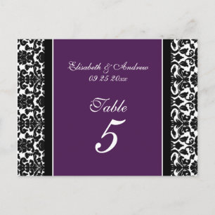 Hochzeitskarten für Tischnummer Plum Damask