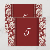 Hochzeitskarten für Tischnummer Red Damask (Vorne/Hinten)