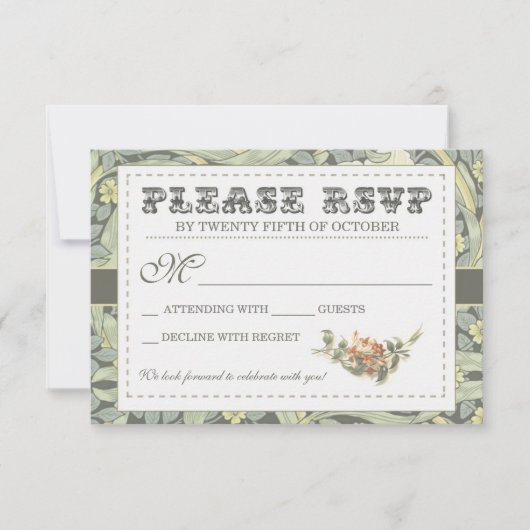Hochzeitskarten für Vintage Blumenkarten RSVP Karte (Vorderseite)