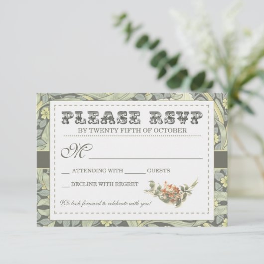 Hochzeitskarten für Vintage Blumenkarten RSVP Karte (Stehend Vorderseite)