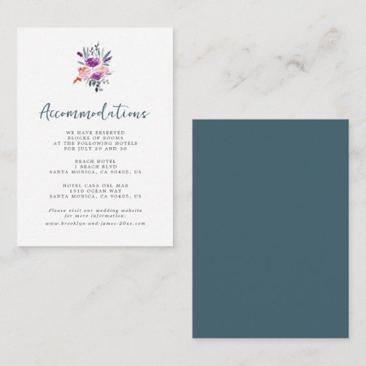 Hochzeitskarten für Wasserfarben Begleitkarte (Vorne/Hinten)