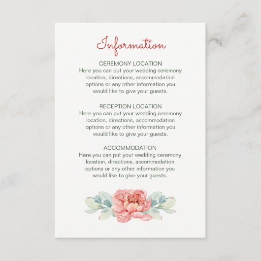 Hochzeitskarten für Wasserfarben-Blume Begleitkarte (Vorderseite)