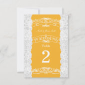 Hochzeitskarten Gelb/Weiß Tischnummer (Vorderseite)