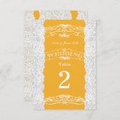 Hochzeitskarten Gelb/Weiß Tischnummer (Vorne/Hinten)