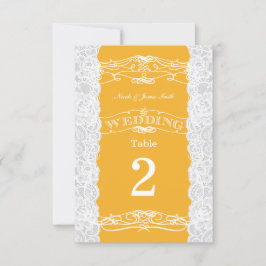 Hochzeitskarten Gelb/Weiß Tischnummer