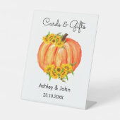 Hochzeitskarten Geschenke Fall Orange Pumpkin Sockelschild (Vorderseite)