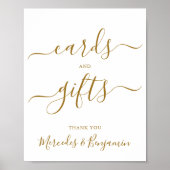 Hochzeitskarten Geschenke Signatur Elegante Goldka Poster (Vorne)