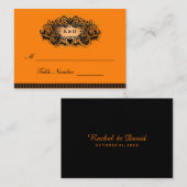 Hochzeitskarten - Halloween Orange & Black Platzkarte (Vorne/Hinten)