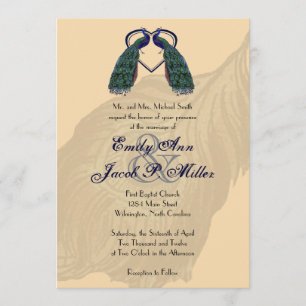 Hochzeitskarten im Vintage-Pfau-Design Einladung