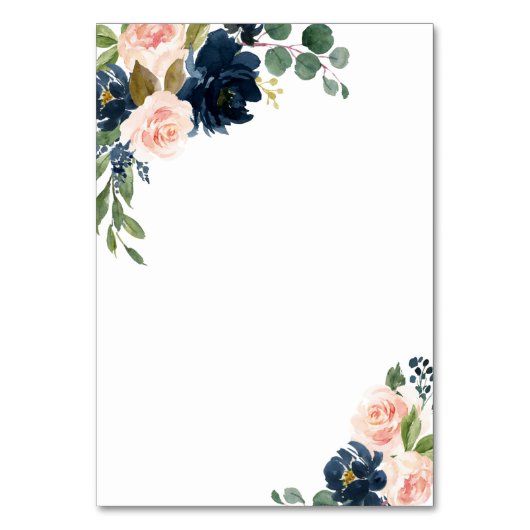 Hochzeitskarten in Navy Blue und Blush Pink Tischnummer (Rückseite)
