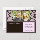 Hochzeitskarten in Rosa und Schokolade Save the Da Ankündigungspostkarte (Vorne/Hinten)