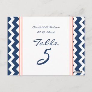 Hochzeitskarten Korallenblau Zickzack Postkarte