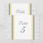 Hochzeitskarten Lemon Gray Damask Tischnummer (Vorne/Hinten)