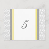 Hochzeitskarten Lemon Gray Damask Tischnummer (Vorderseite)