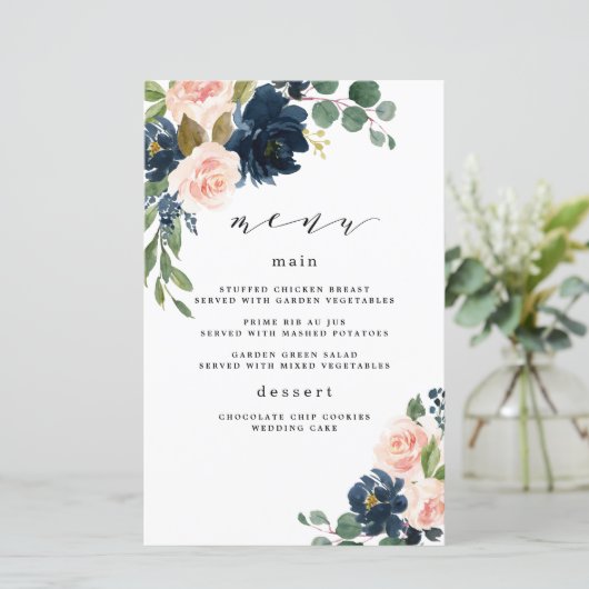 Hochzeitskarten mit blauen und rosafarbenen rosafa (Stehend Vorderseite)