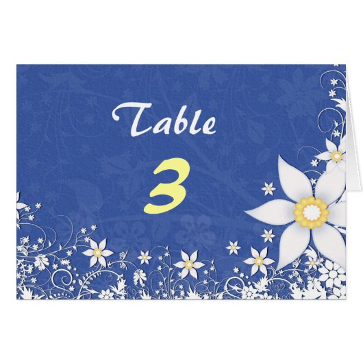 Hochzeitskarten mit blauer und weißer Tischnummer (Vorderseite (Horizontal))