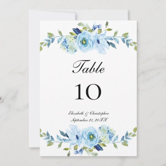 Hochzeitskarten mit blaugrüner Blüte (Rückseite)