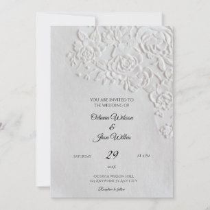 Hochzeitskarten mit geprägten Rosen und unbeschnit Einladung
