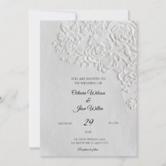 Hochzeitskarten mit geprägten Rosen und unbeschnit Einladung
