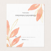 Hochzeitskarten mit goldenem Pfirsichfarben Visitenkarten (Außenseite Aufgefaltet)