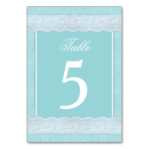 Hochzeitskarten mit Minze-Spitzen-Tischnummer Tischnummer