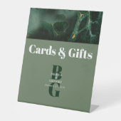 Hochzeitskarten mit moderner grüner Marmorplatte Sockelschild (Vorderseite)