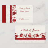 Hochzeitskarten mit rotem Flor Platzkarte (Vorne/Hinten)
