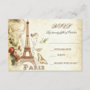 Hochzeitskarten mit Vintagem Shabby-RSVP - PARIS F RSVP Karte