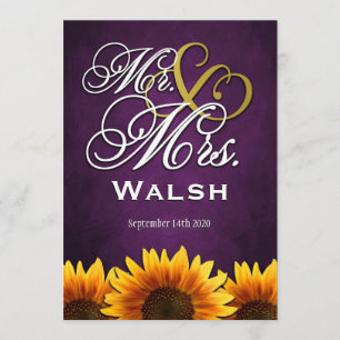 Hochzeitskarten Mr & Mrs Purple Sunflower Einladung