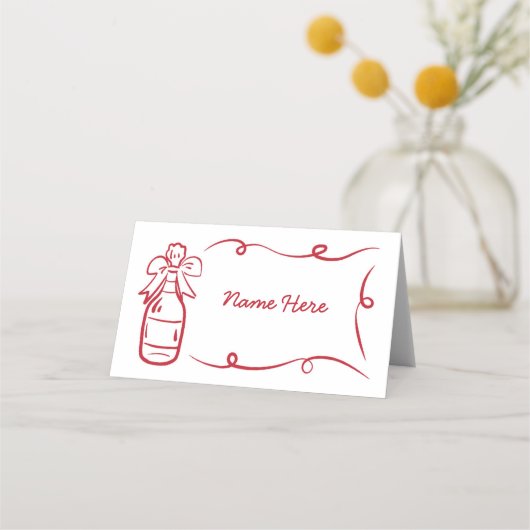 Hochzeitskarten Namen von Hand, die von Whimsical  Platzkarte (Vorderseite)