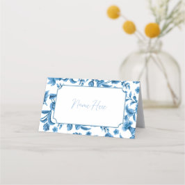 Hochzeitskarten Names Chintz Blue White Floral Platzkarte