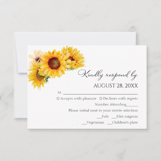 Hochzeitskarten | Sonnenblumen Herbst RSVP Karte (Vorderseite)