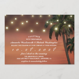 Hochzeitskarten Strand Sonnenuntergang Palmen Einladung