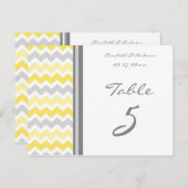 Hochzeitskarten Tischnummer Gelb Grau Zickzack (Vorne/Hinten)