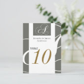 Hochzeitskarten Tischnummer Gold Silver Monogram (Stehend Vorderseite)