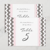 Hochzeitskarten Tischnummer Grau Pink Zickzack (Vorne/Hinten)