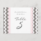 Hochzeitskarten Tischnummer Grau Pink Zickzack (Vorderseite)