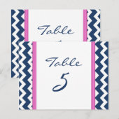 Hochzeitskarten Tischnummer Rosa Zickzack (Vorne/Hinten)