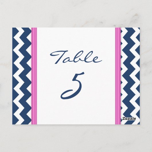 Hochzeitskarten Tischnummer Rosa Zickzack (Rückseite)