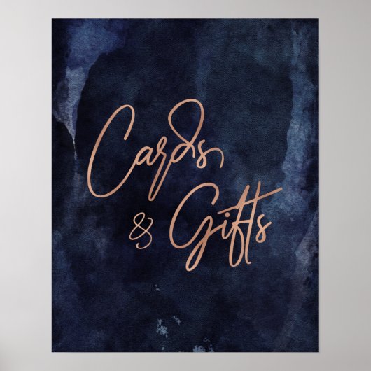 Hochzeitskarten und Geschenke für Navy Blue & Rose Poster (Vorne)