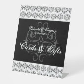 Hochzeitskarten und Geschenke für Schwarz-Weiß-Kal Sockelschild (Vorderseite)