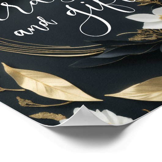 Hochzeitskarten verschenken Chic White Gold Floral Poster (Ecke)