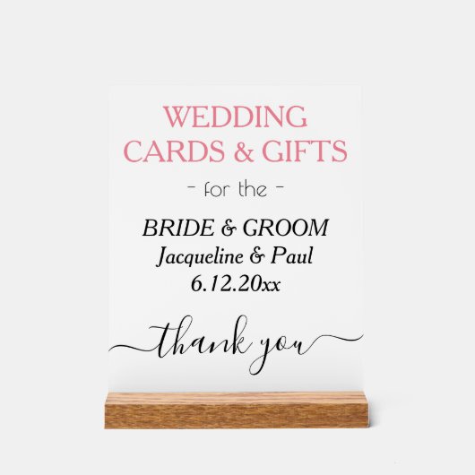 Hochzeitskarten verschenken Rose Rosa Weiß Acrylschild (Vorderseite)